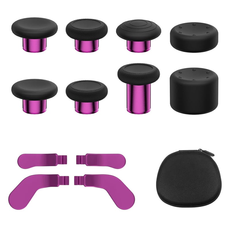 KD.FLY 13-in-1 Metal Thumbsticks Replacement Kits for Xbox Elite Series 2, Xbox Elite 2 Controller Accessories, Includes Magnetic Joysticks, Paddles, Silicone Caps, Storage Bag, Magenta - Image 1